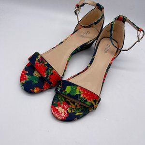 Diba Size 9 M Sandals Ankle Strap Blue Red Floral